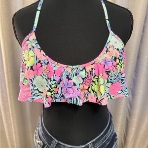 Victoria's Secret Pink and Blue Ruffle Bikini Top Size - M